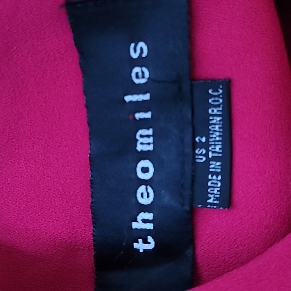 Theo Miles Midi Dress Sz 2 Retro Fushia Vintage 90s - Picture 9 of 11